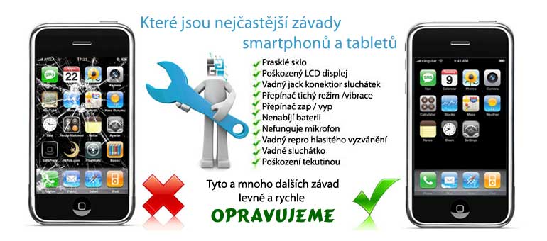 SERVIS TABLET ASMARTPHON٠– nejastj opravy